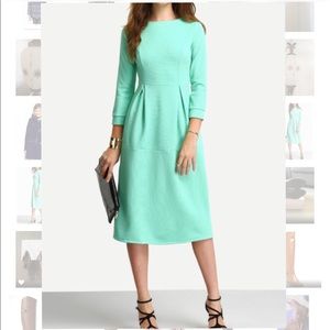 NEW Mint Green 3/4 Sleeve Box Pleated Midi Dress M
